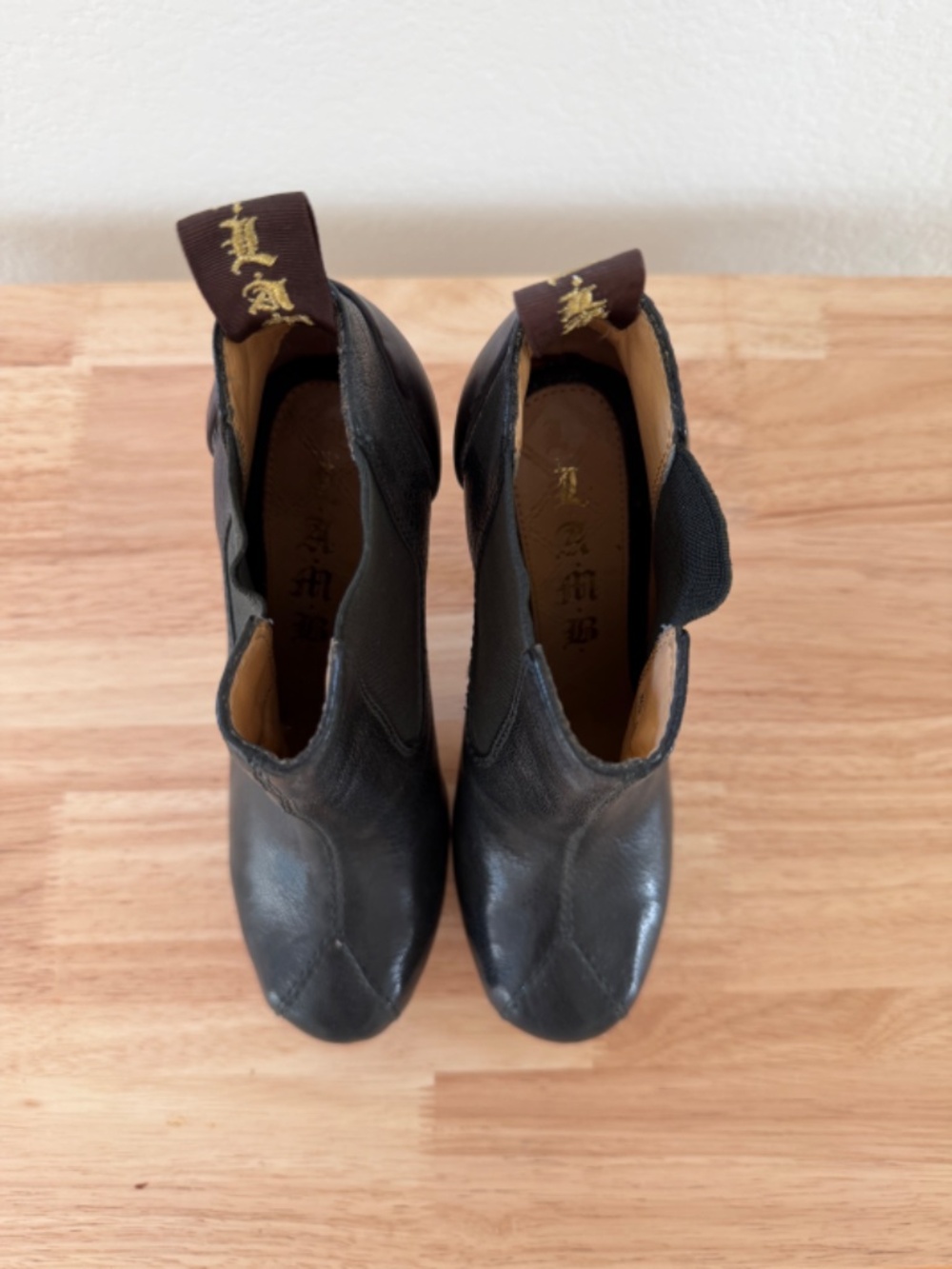 L.A.M.B.~Black Leather Platform Ankle Booties~Size 6M Stiletto Heel - Picture 5 of 10